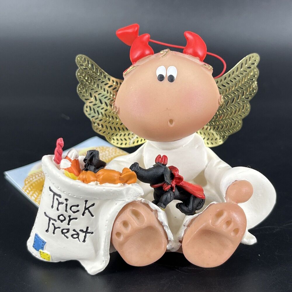 Vintage Angel Cheeks Kirk's Kritters 2001 Devil Dog Halloween Decor Trick Treat